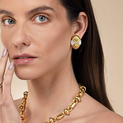 Vintage Yellow Gold and Diamond Earrings