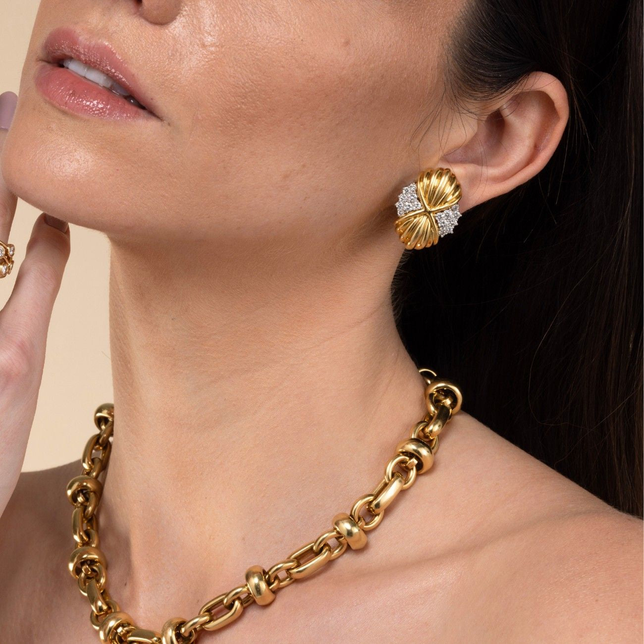 Vintage Yellow Gold and Diamond Earrings