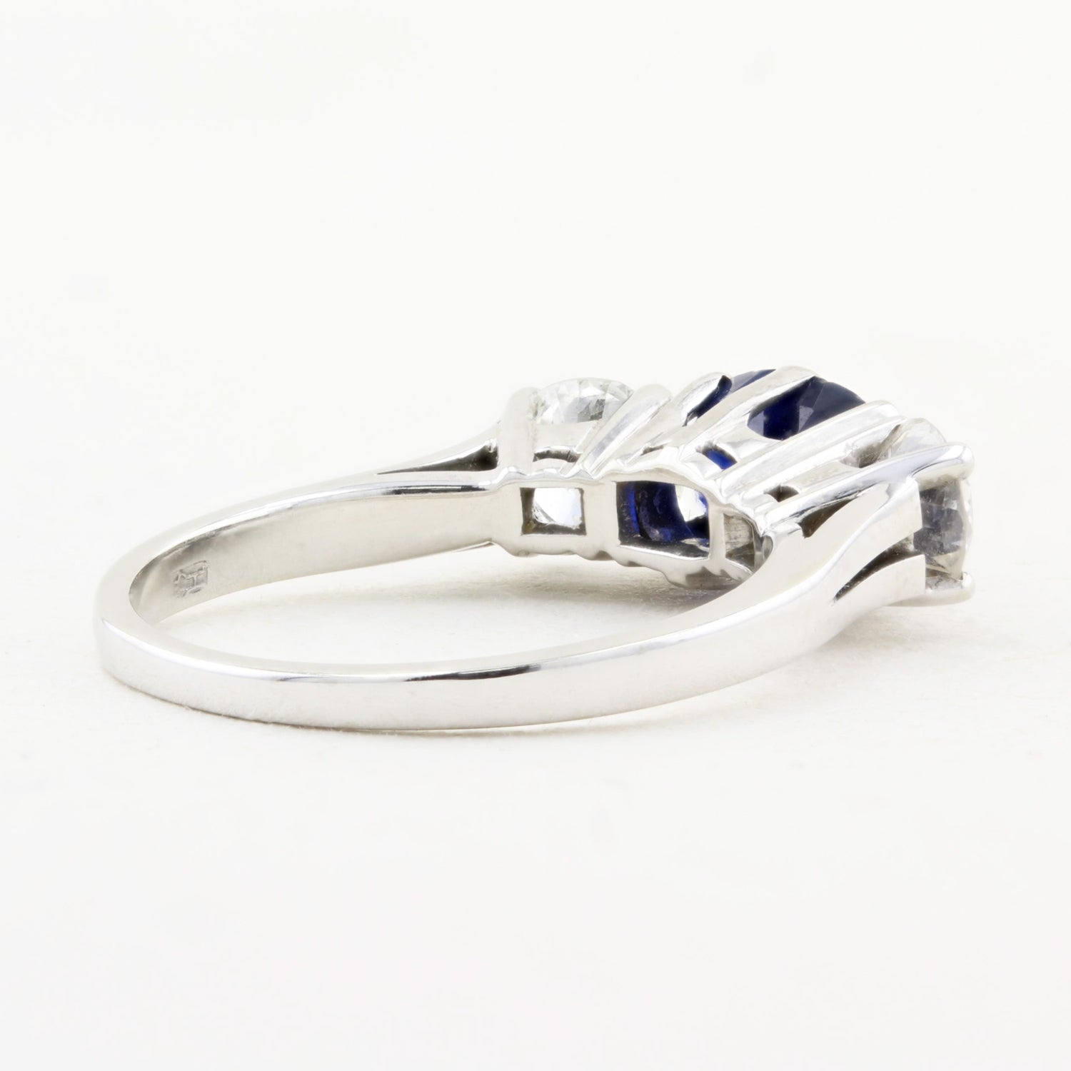 Oval Sapphire and Diamond Three Stone Ring