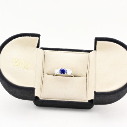 Oval Sapphire and Diamond Three Stone Ring