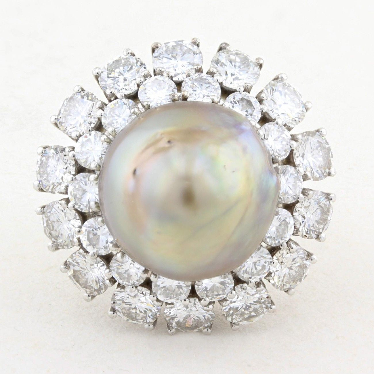 21.49ct Natural Saltwater Pearl and Diamond Dress Ring