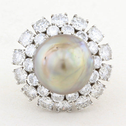 21.49ct Natural Saltwater Pearl and Diamond Dress Ring
