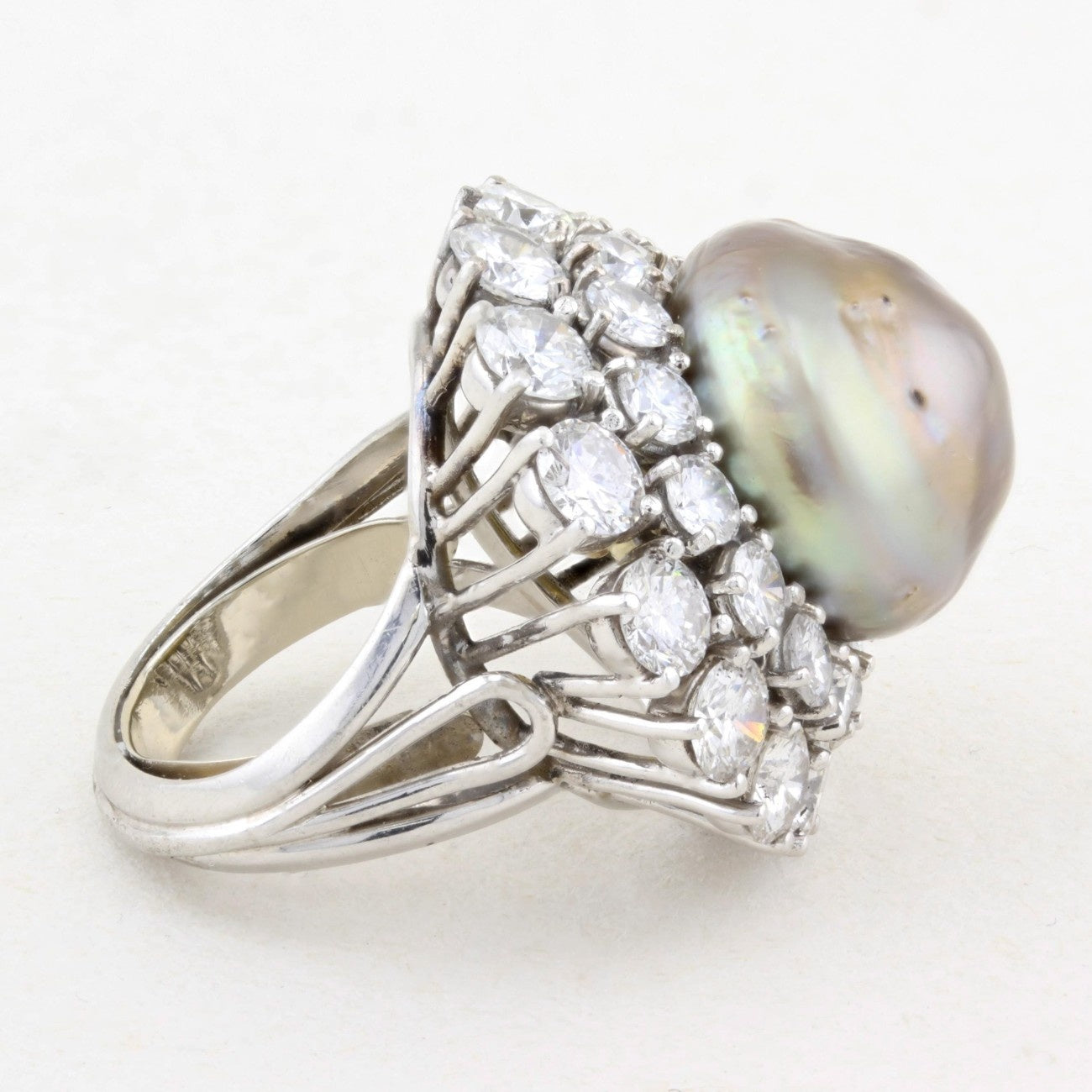 21.49ct Natural Saltwater Pearl and Diamond Dress Ring