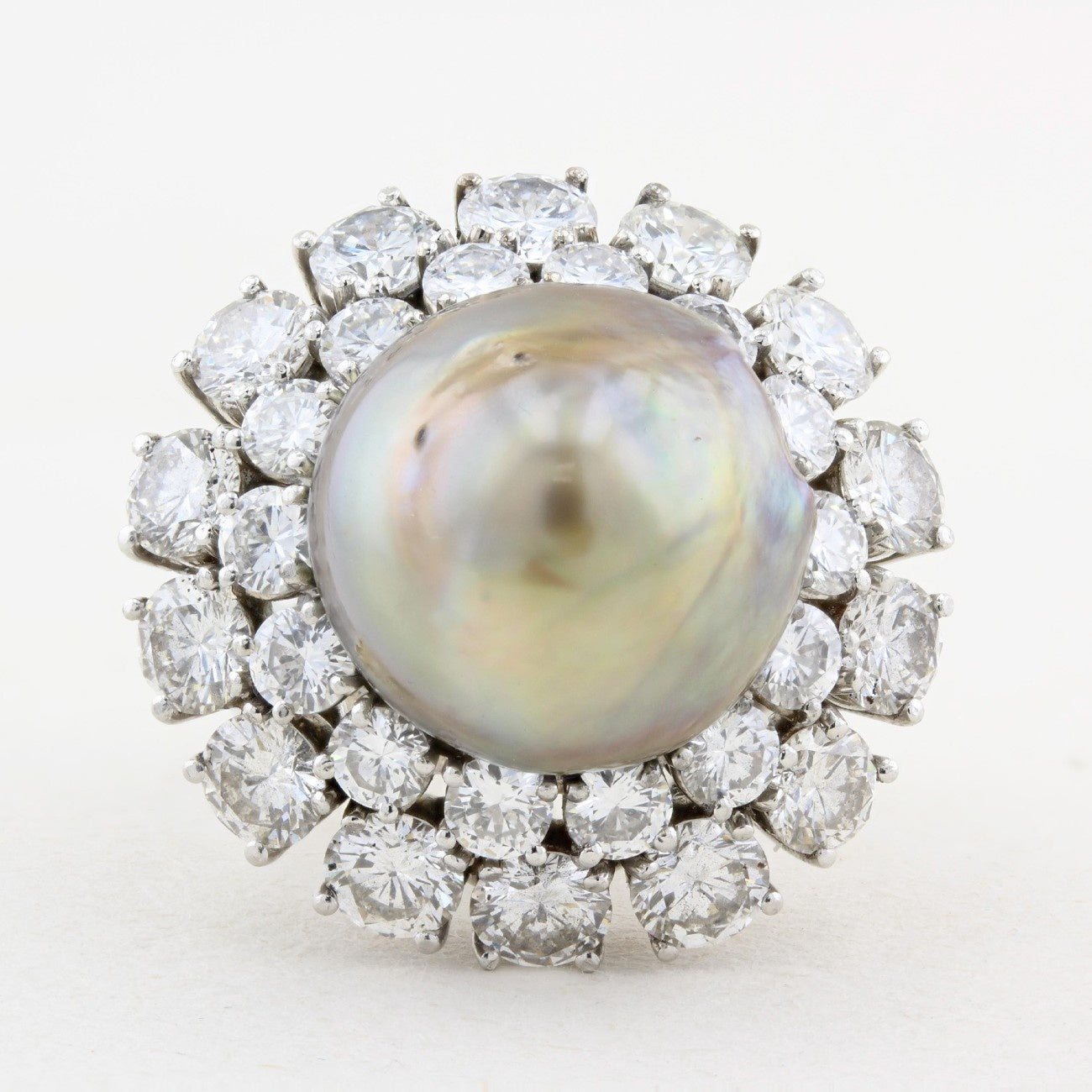 21.49ct Natural Saltwater Pearl and Diamond Dress Ring