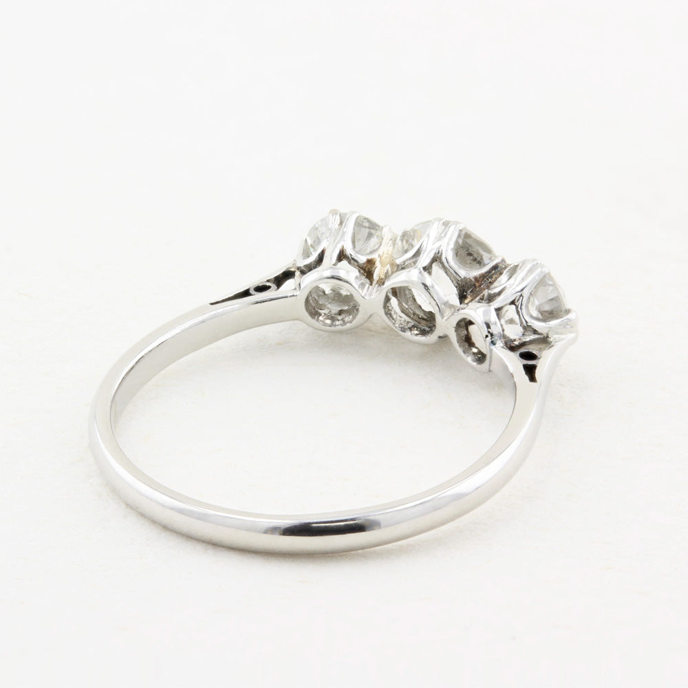 Vintage 1.00ct Old Cut Diamond Three Stone Ring