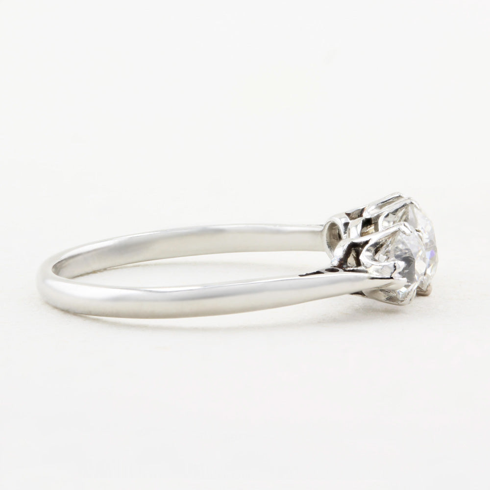 Vintage 1.00ct Old Cut Diamond Three Stone Ring