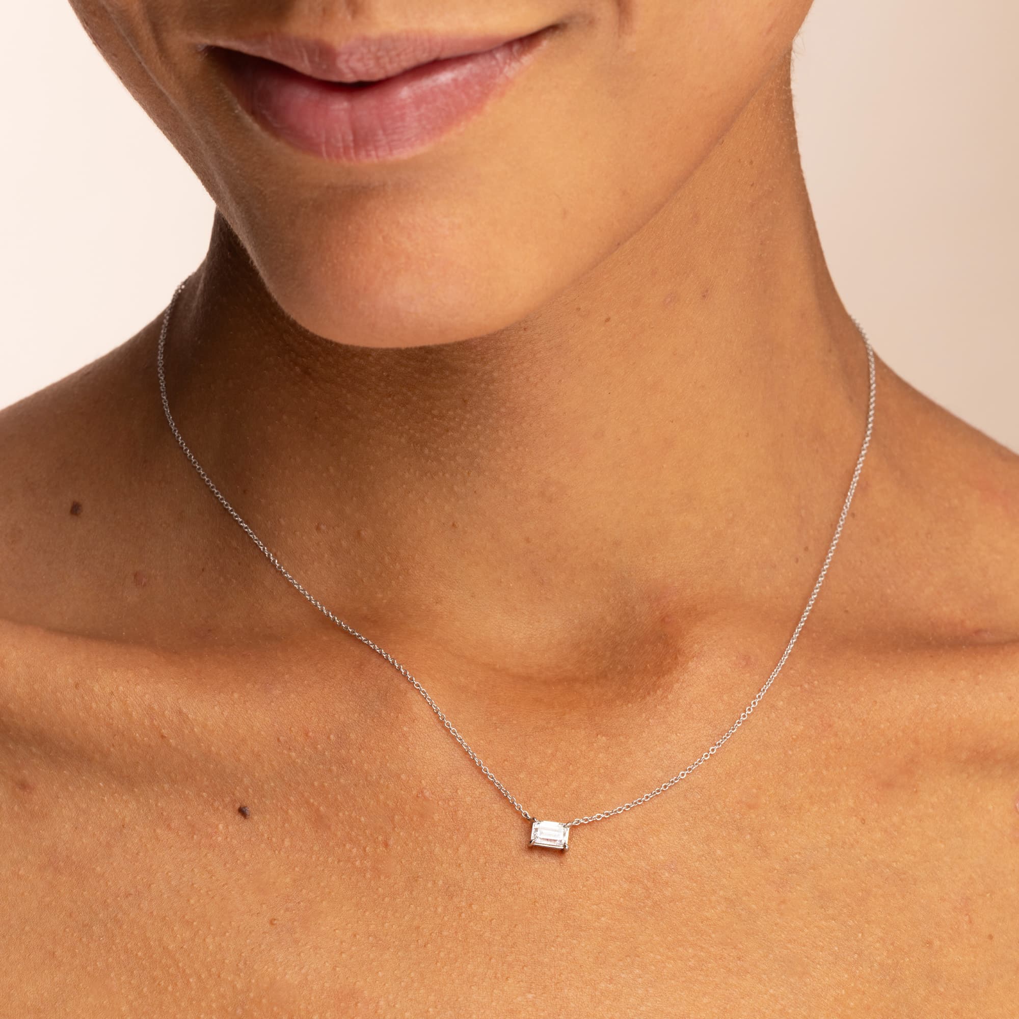 Emerald Cut Diamond Necklace