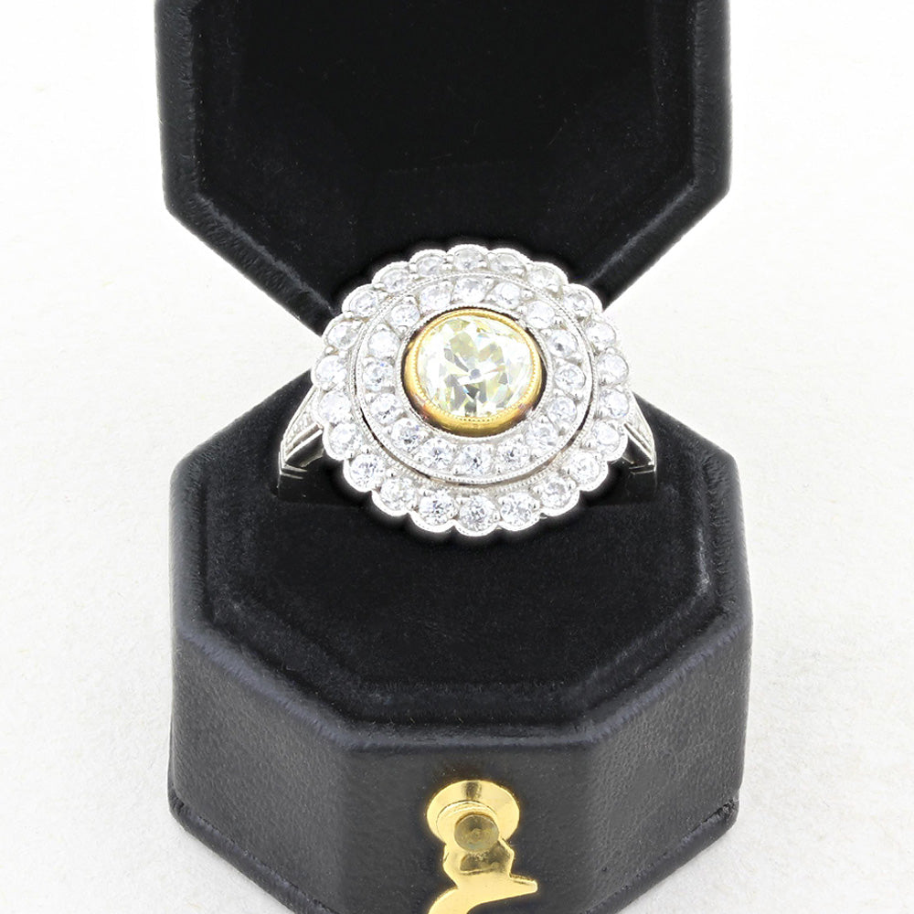 Edwardian Platinum Fancy Yellow Diamond Ring c.1915