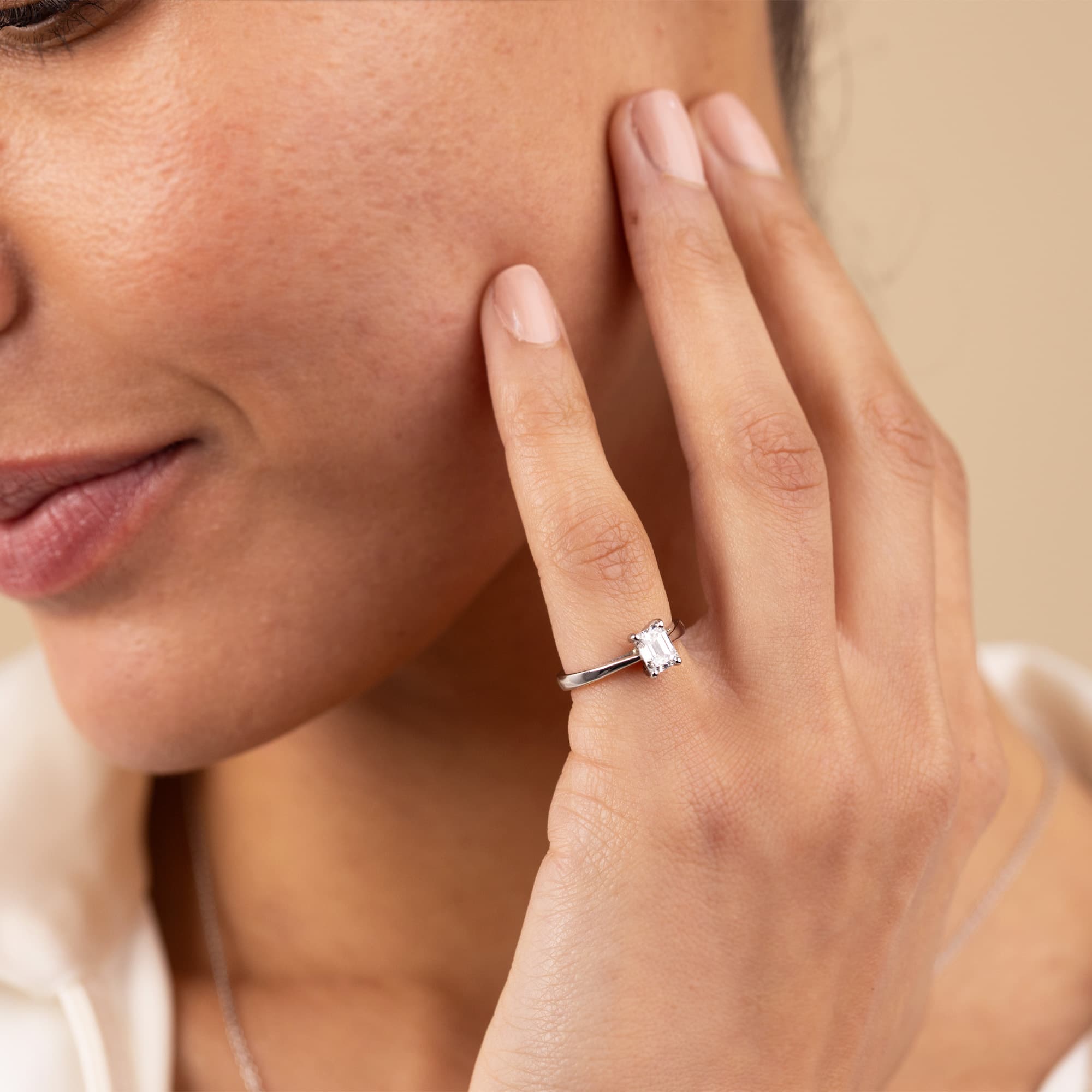 0.79ct Emerald Cut Diamond Solitaire Ring