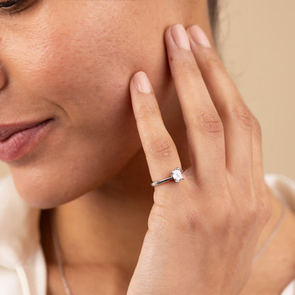 0.79ct Emerald Cut Diamond Solitaire Ring