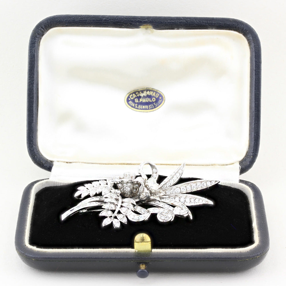 Vintage Diamond Flower Spray Brooch c.1950s