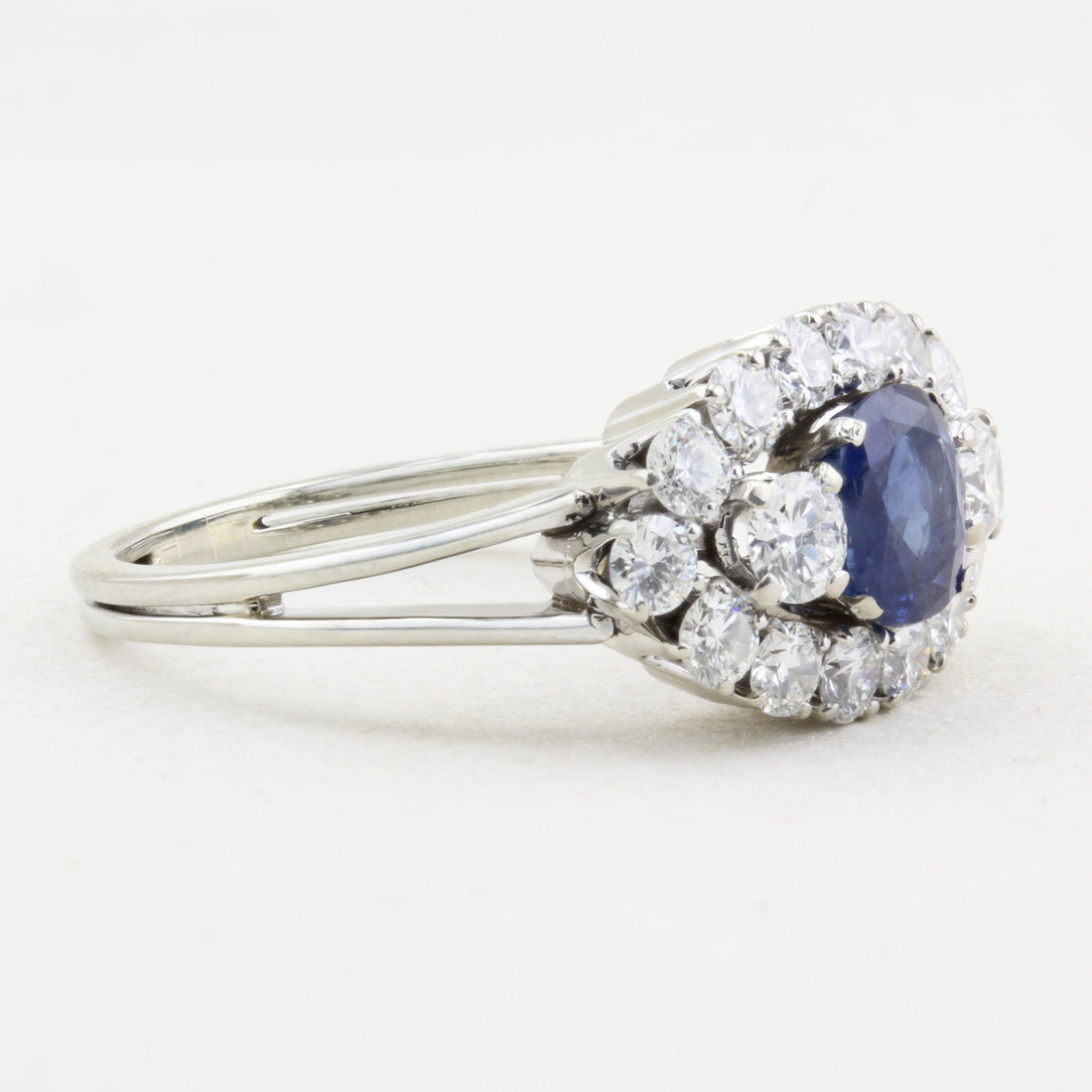 Vintage Natural Sapphire and Diamond Cluster Ring