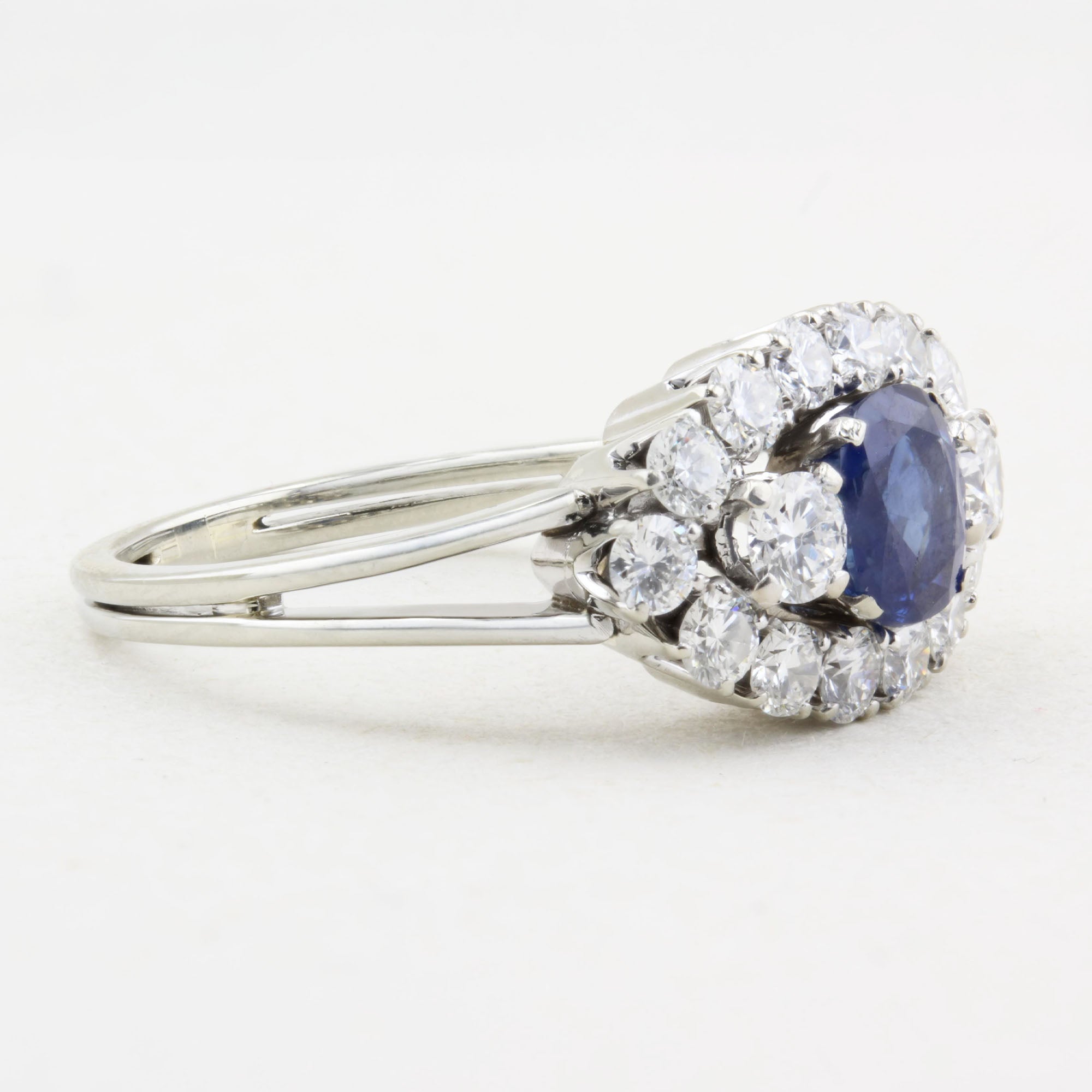 Vintage Natural Sapphire and Diamond Cluster Ring