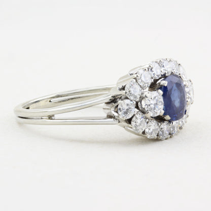Vintage Natural Sapphire and Diamond Cluster Ring