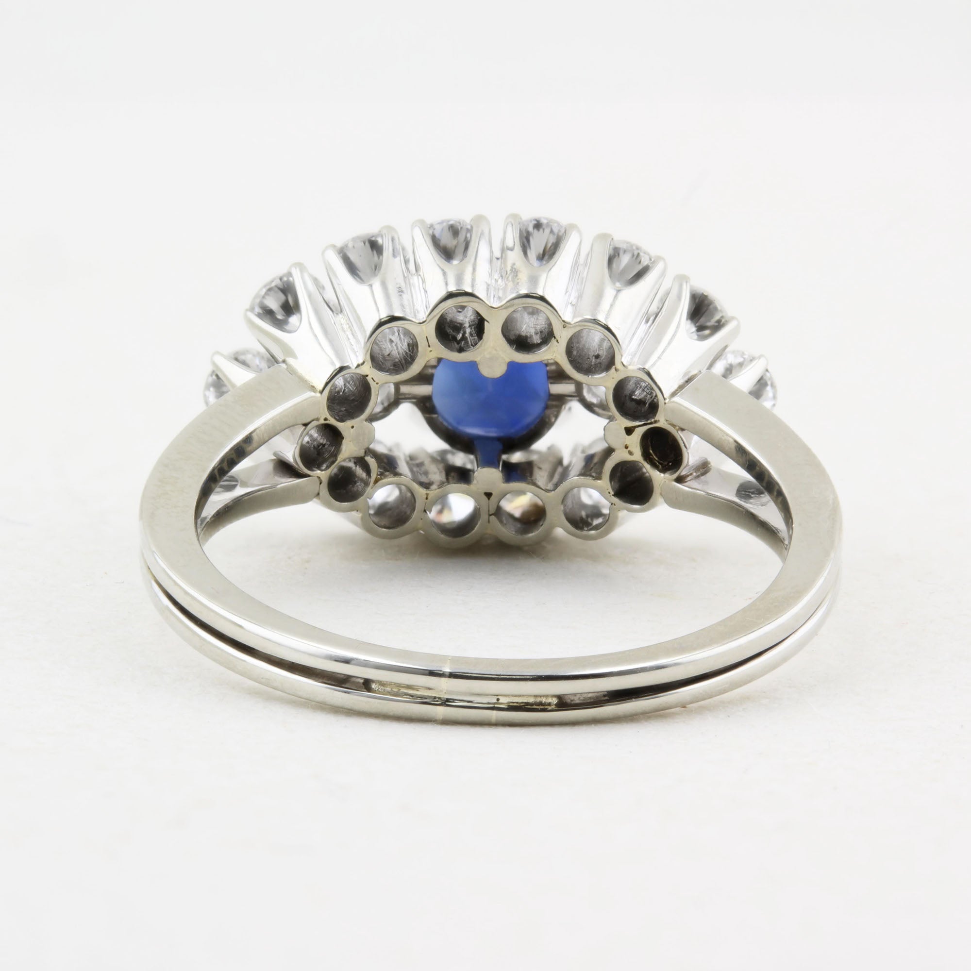 Vintage Natural Sapphire and Diamond Cluster Ring