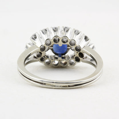 Vintage Natural Sapphire and Diamond Cluster Ring