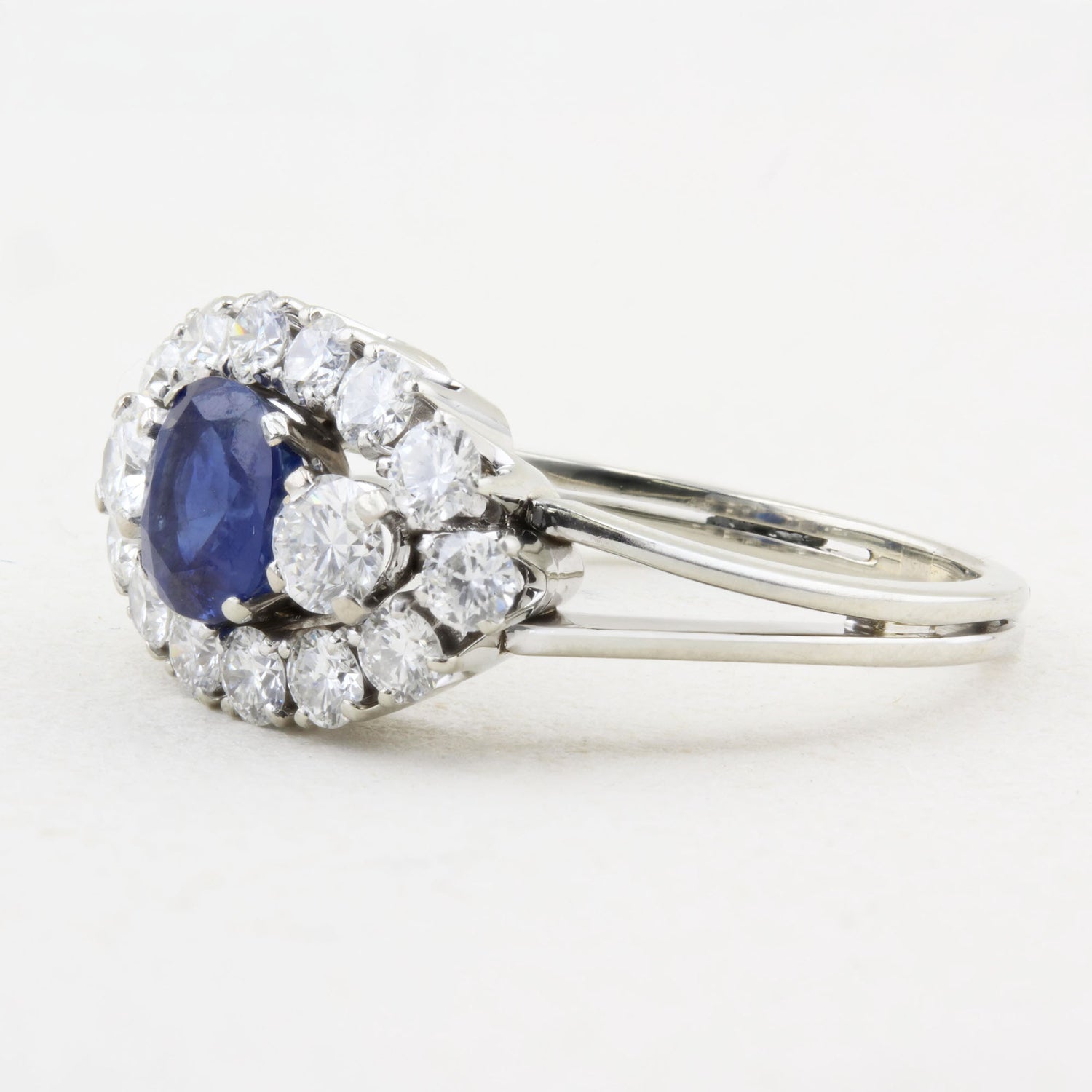 Vintage Natural Sapphire and Diamond Cluster Ring