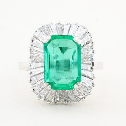 Vintage Emerald and Diamond Ballerina Ring