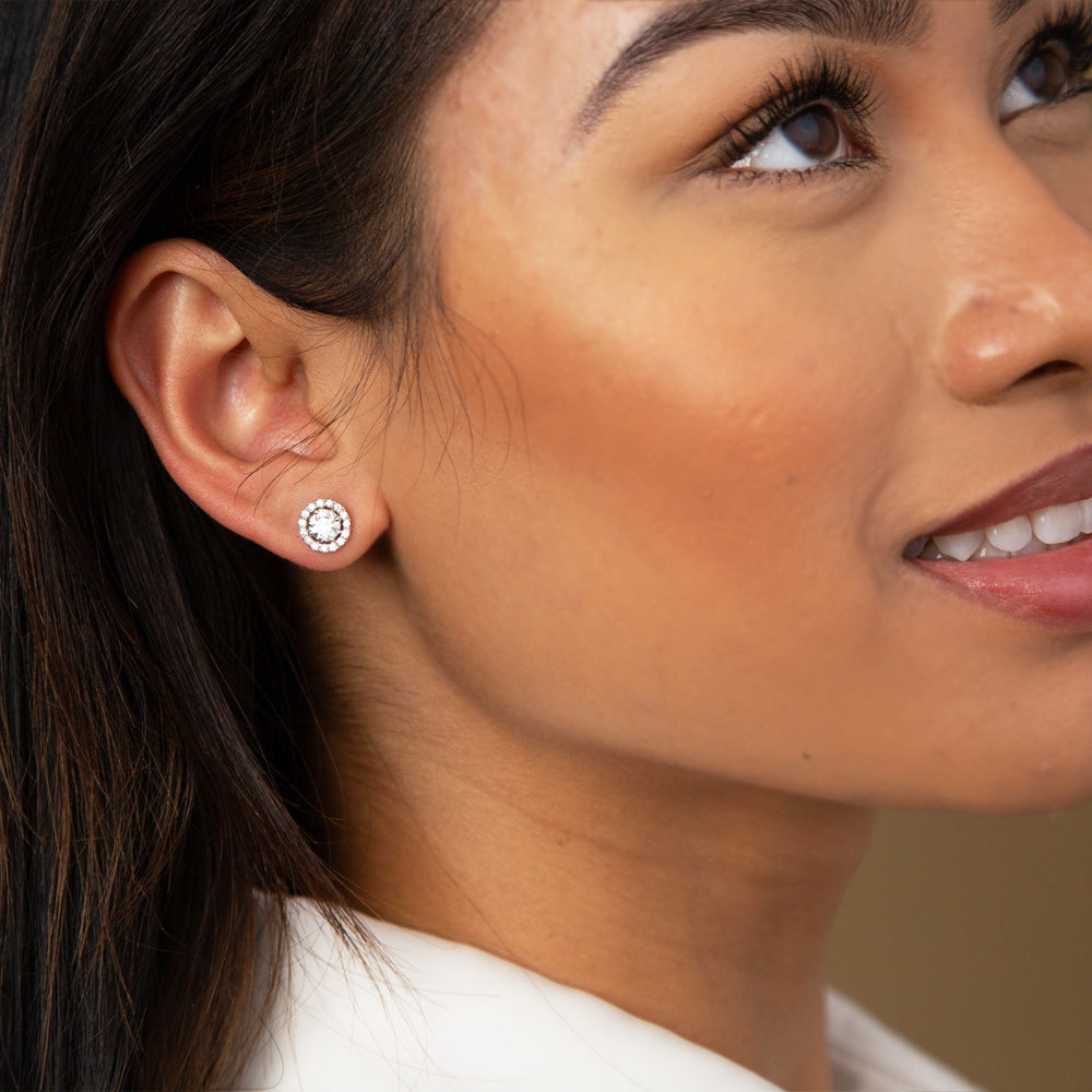1.00ct Halo Diamond Stud Earrings