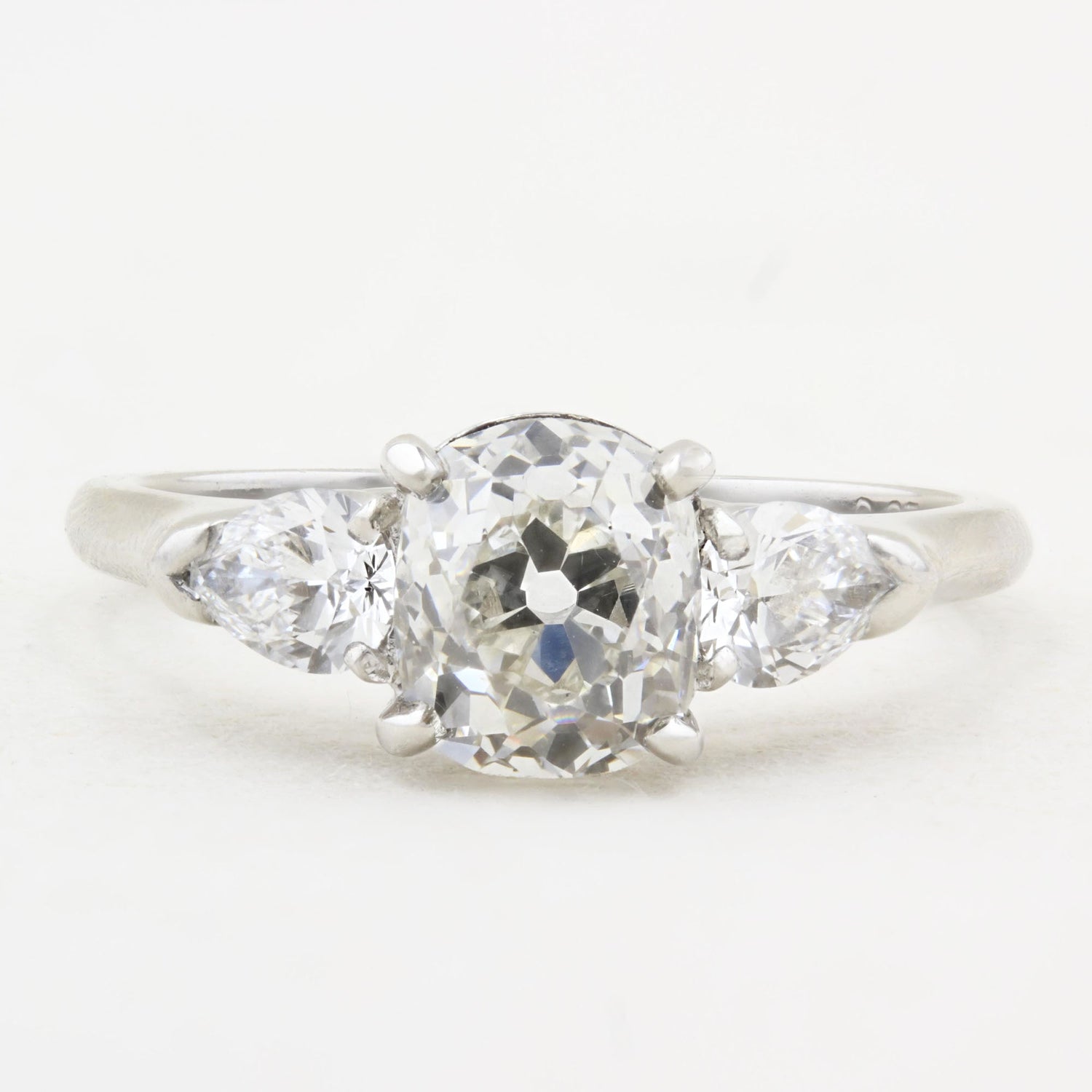 Vintage Old Cut Cushion and Pear Shape Diamond Ring