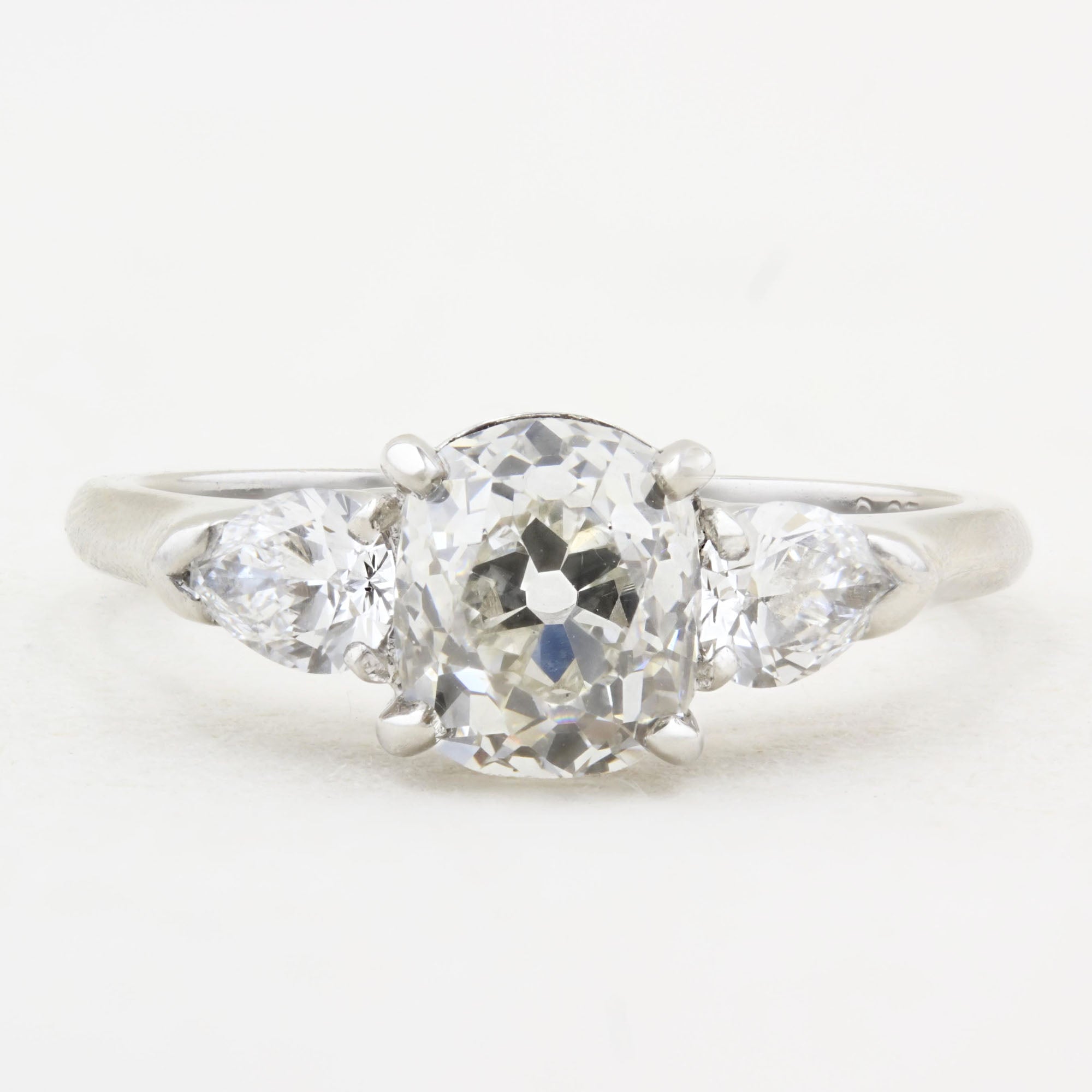 Vintage Old Cut Cushion and Pear Shape Diamond Ring