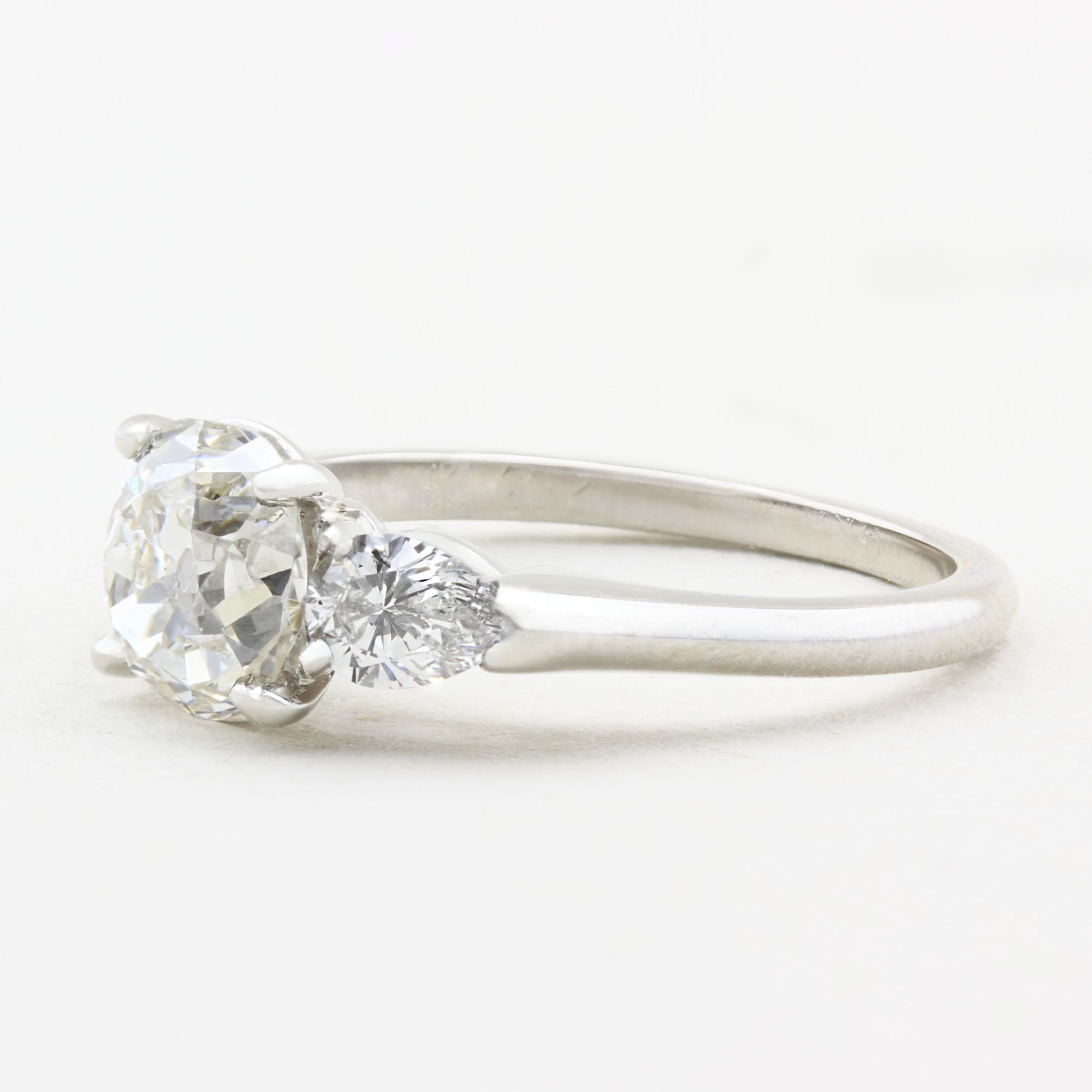 Vintage Old Cut Cushion and Pear Shape Diamond Ring