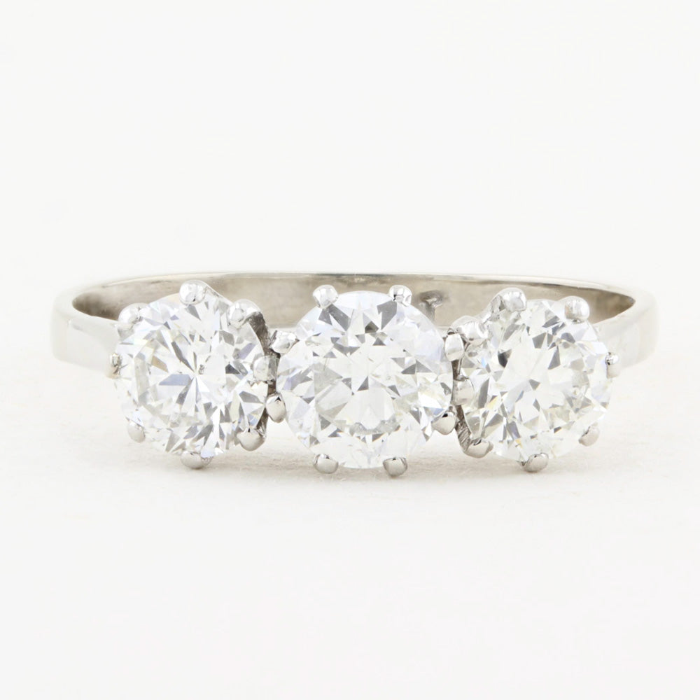 Vintage 1.40ct Old Cut Diamond Three Stone Engagement Ring