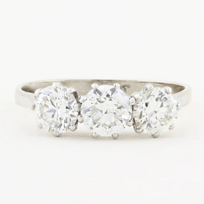 Vintage 1.40ct Old Cut Diamond Three Stone Engagement Ring