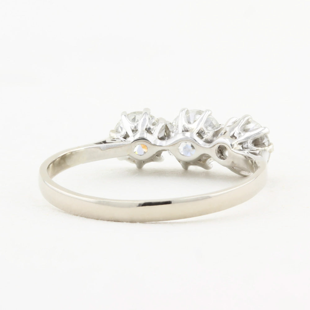 Vintage 1.40ct Old Cut Diamond Three Stone Engagement Ring