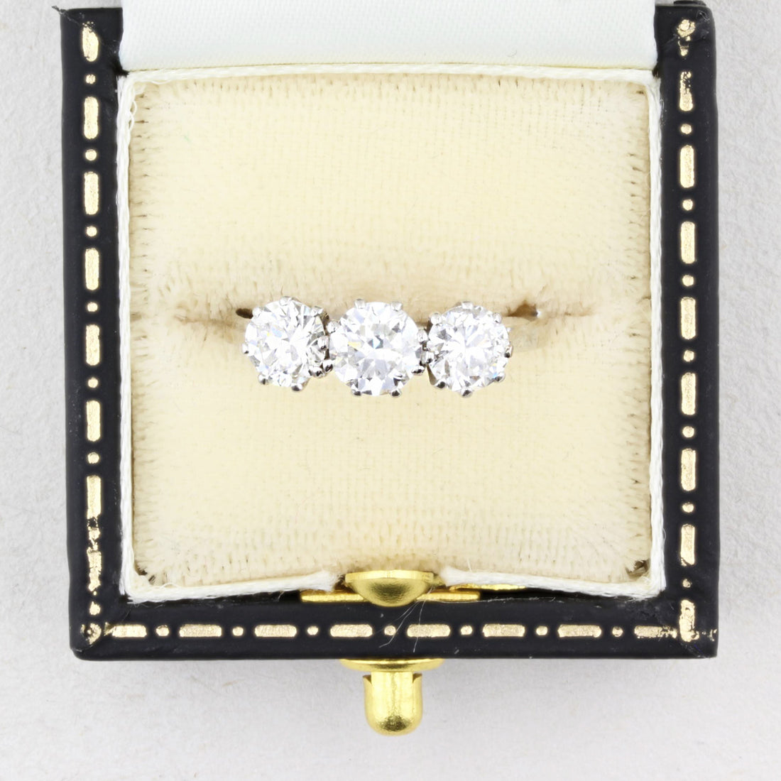 Vintage 1.40ct Old Cut Diamond Three Stone Ring