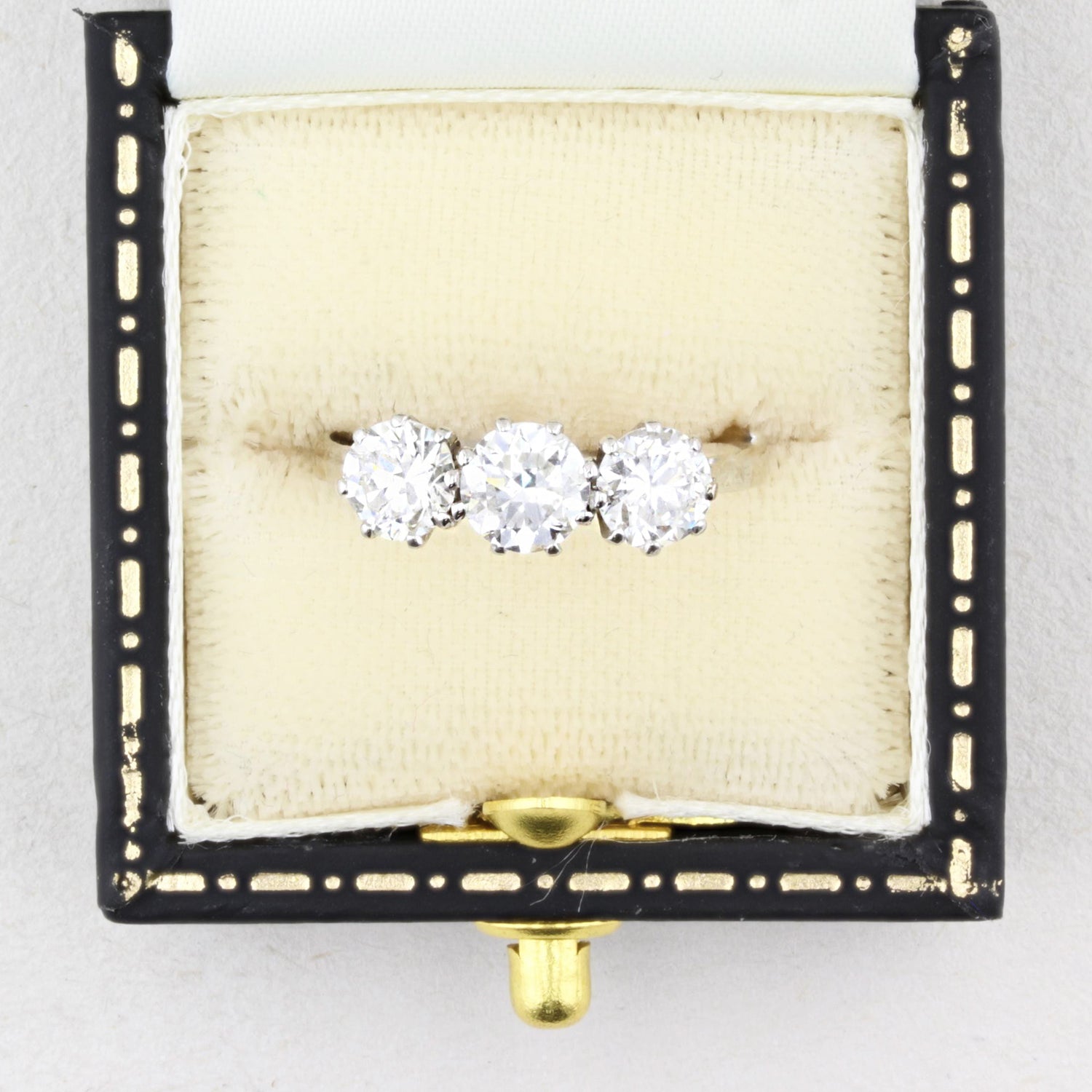 Vintage 1.40ct Old Cut Diamond Three Stone Ring