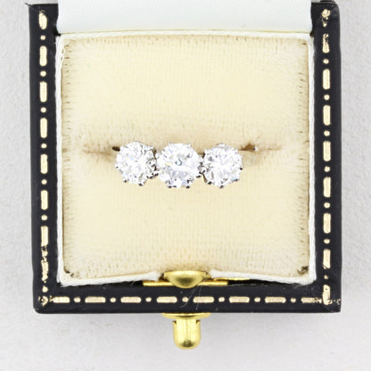 Vintage 1.40ct Old Cut Diamond Three Stone Ring
