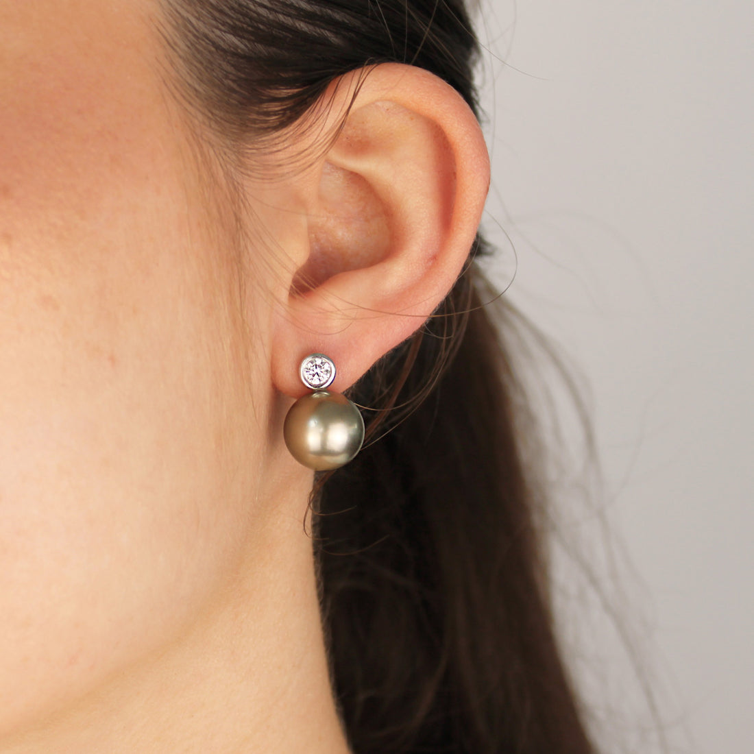 0.54ct Diamond and Black Pearl Drop Earrings