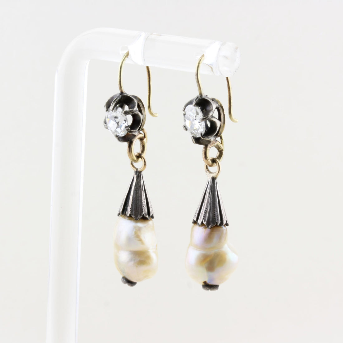 Antique Georgian Natural Pearl and Diamond Drop Earrings