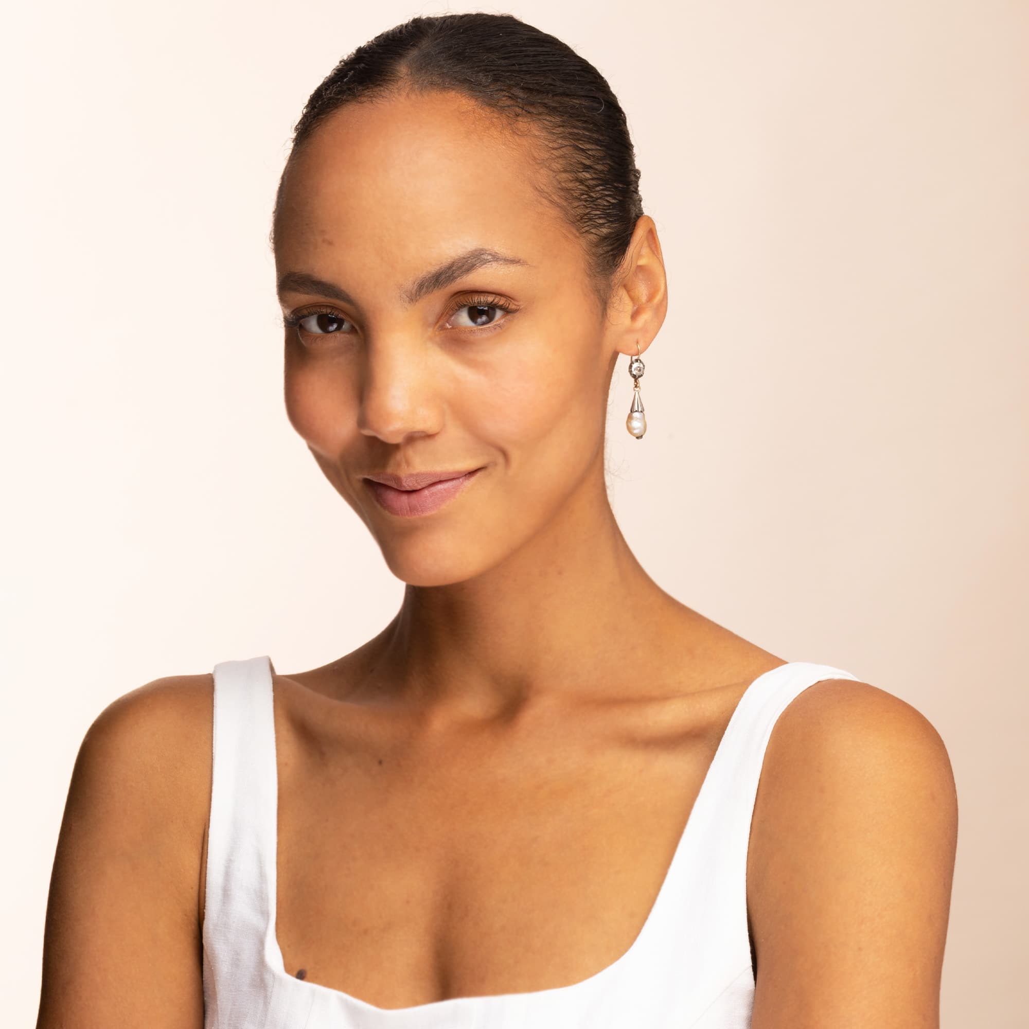 Antique Georgian Natural Pearl and Diamond Drop Earrings