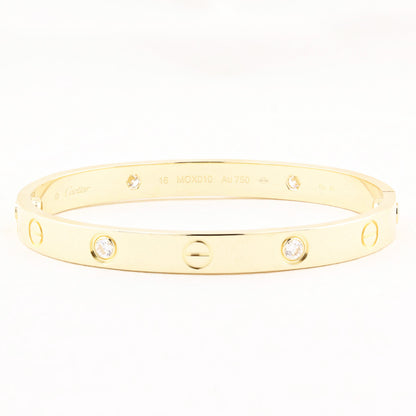 Cartier Yellow Gold Diamond Love Bracelet - Size 16