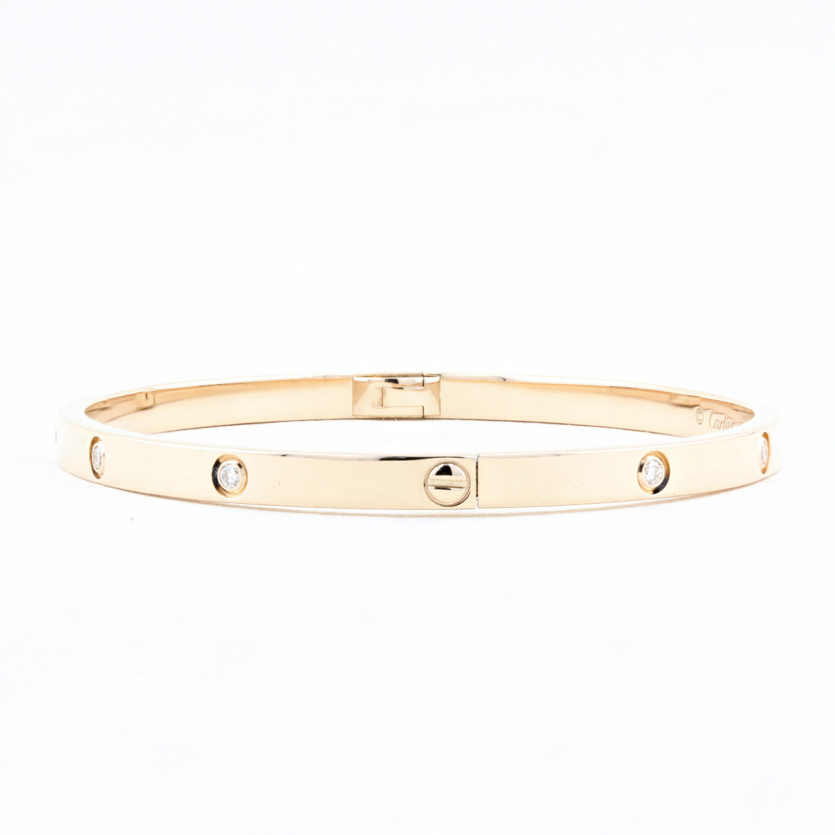 Cartier SM Rose Gold Diamond Love Bracelet - Size 17