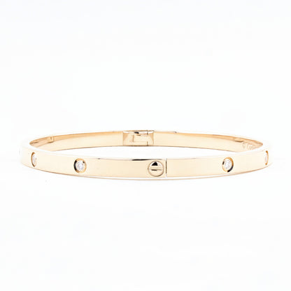 Cartier SM Rose Gold Diamond Love Bracelet - Size 17