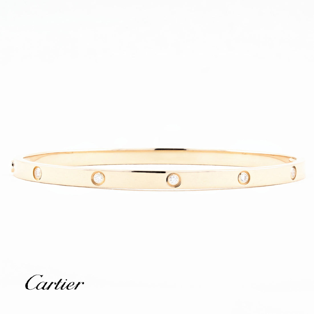 Cartier SM Rose Gold Diamond Love Bracelet - Size 17