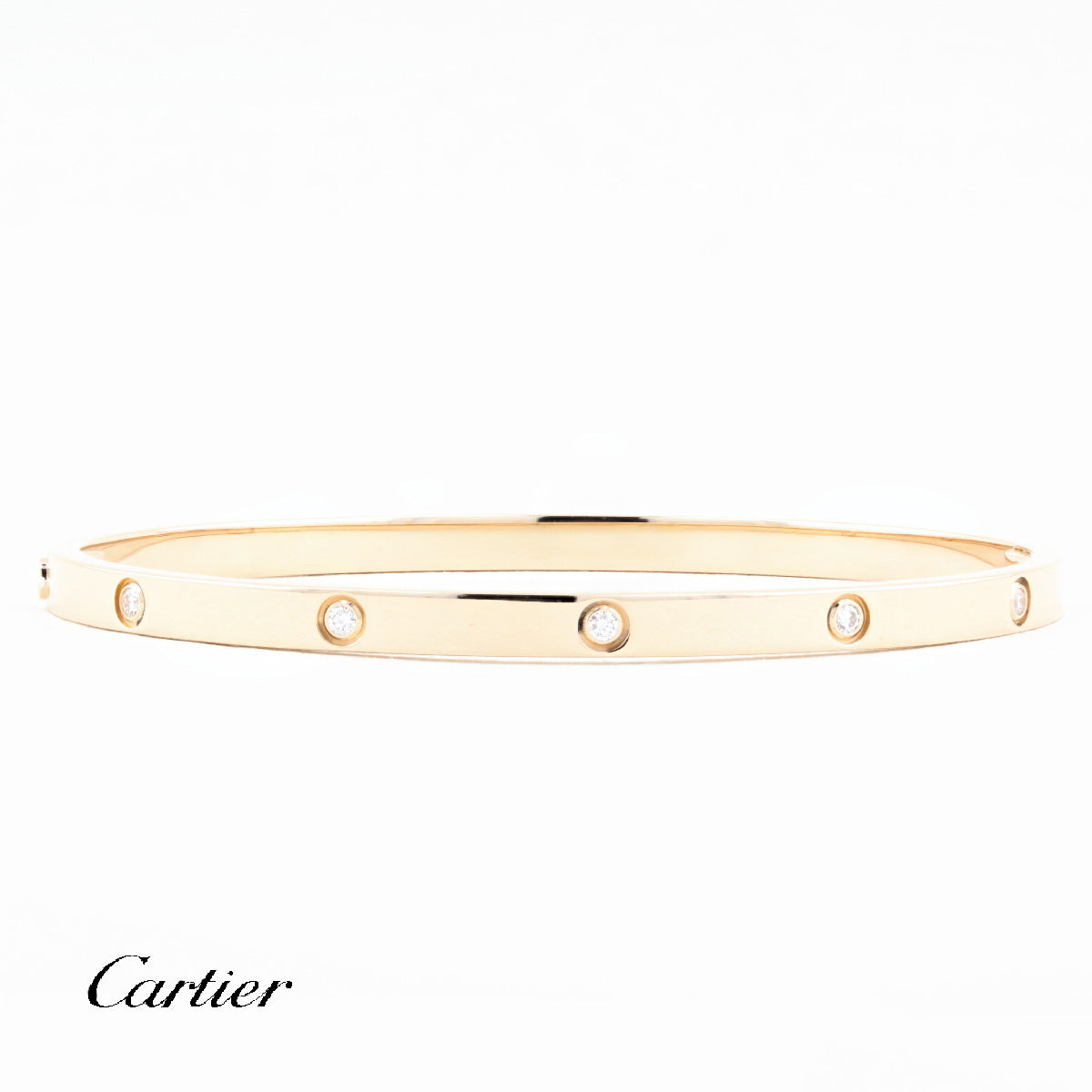 Cartier SM Rose Gold Diamond Love Bracelet - Size 17