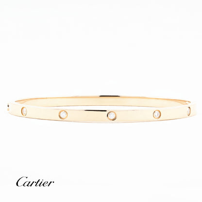 Cartier SM Rose Gold Diamond Love Bracelet - Size 17