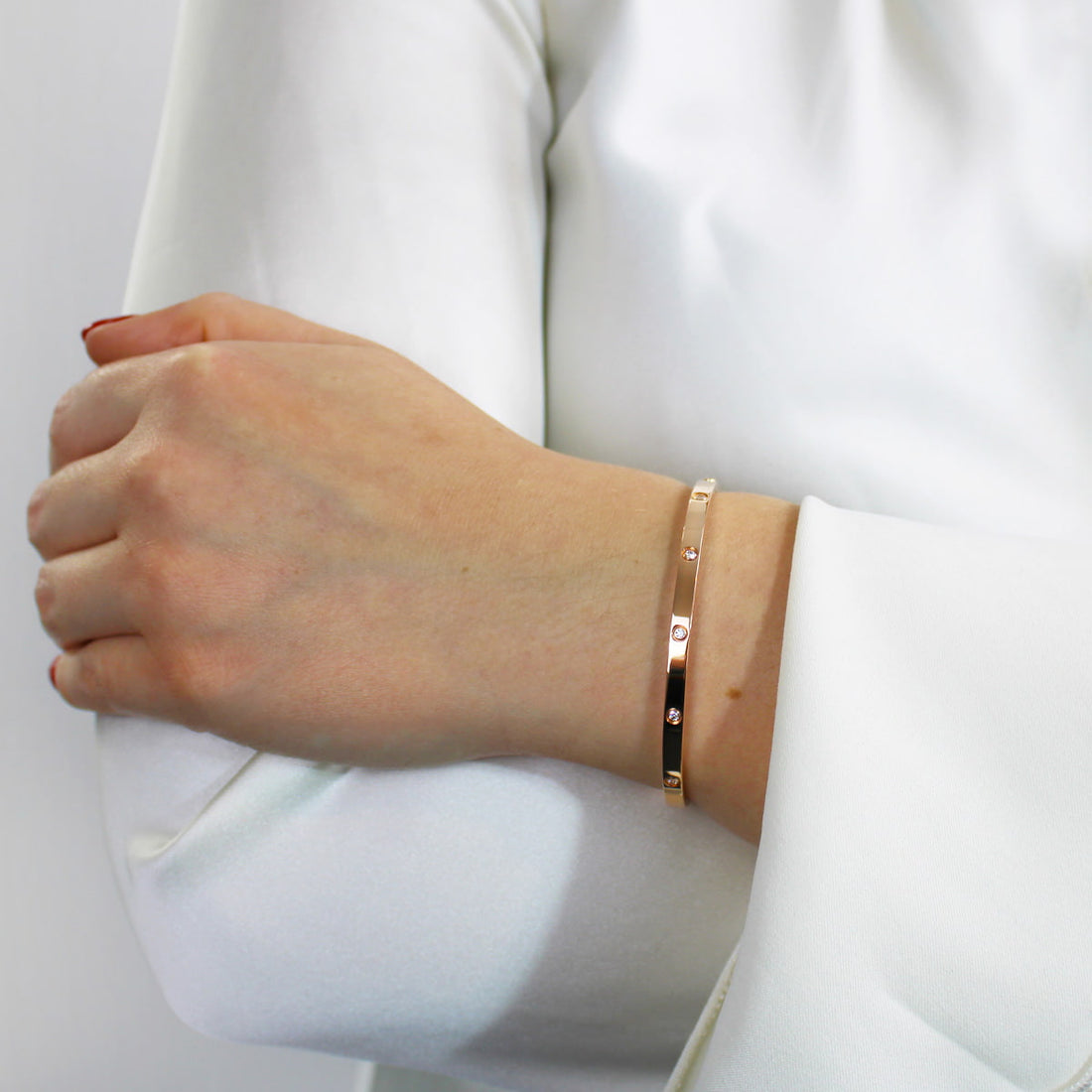 Cartier SM Rose Gold Diamond Love Bracelet - Size 17
