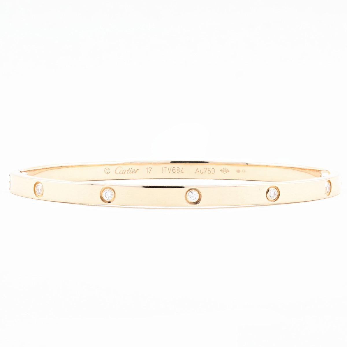Cartier SM Rose Gold Diamond Love Bracelet - Size 17