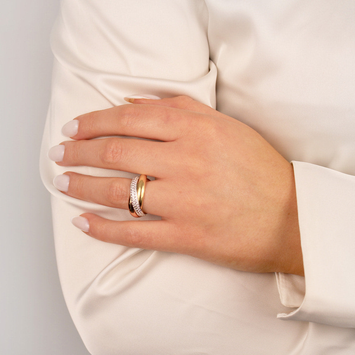 Cartier 18ct Gold Semi-Paved Trinity Ring - Size 49