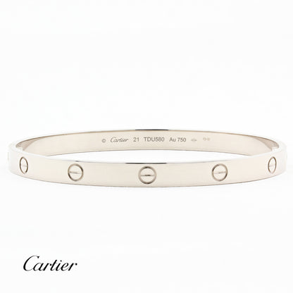 Cartier Classic 18ct White Gold Love Bracelet - Size 18