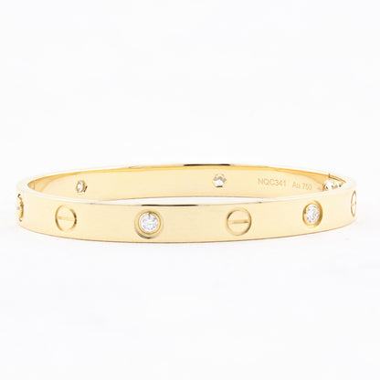 Cartier Yellow Gold Diamond Love Bracelet - Size 16