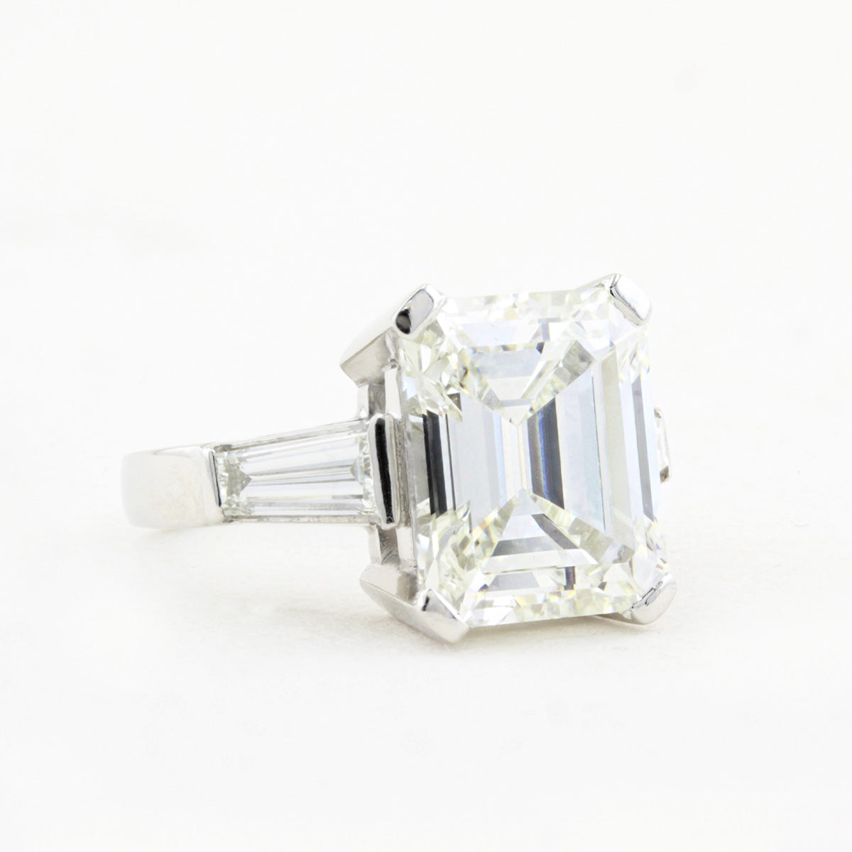 7.21ct Emerald Cut Diamond Ring with Tapered Baguettes