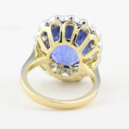 Natural No Heat Sapphire and Diamond Cluster Ring