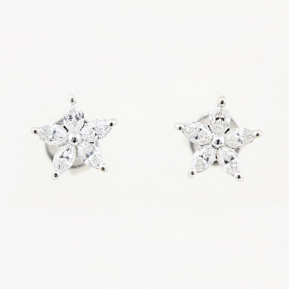 0.50ct Marquise Diamond Flower Stud Earrings