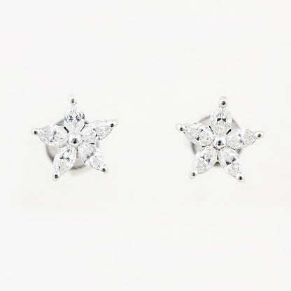 0.50ct Marquise Diamond Flower Stud Earrings